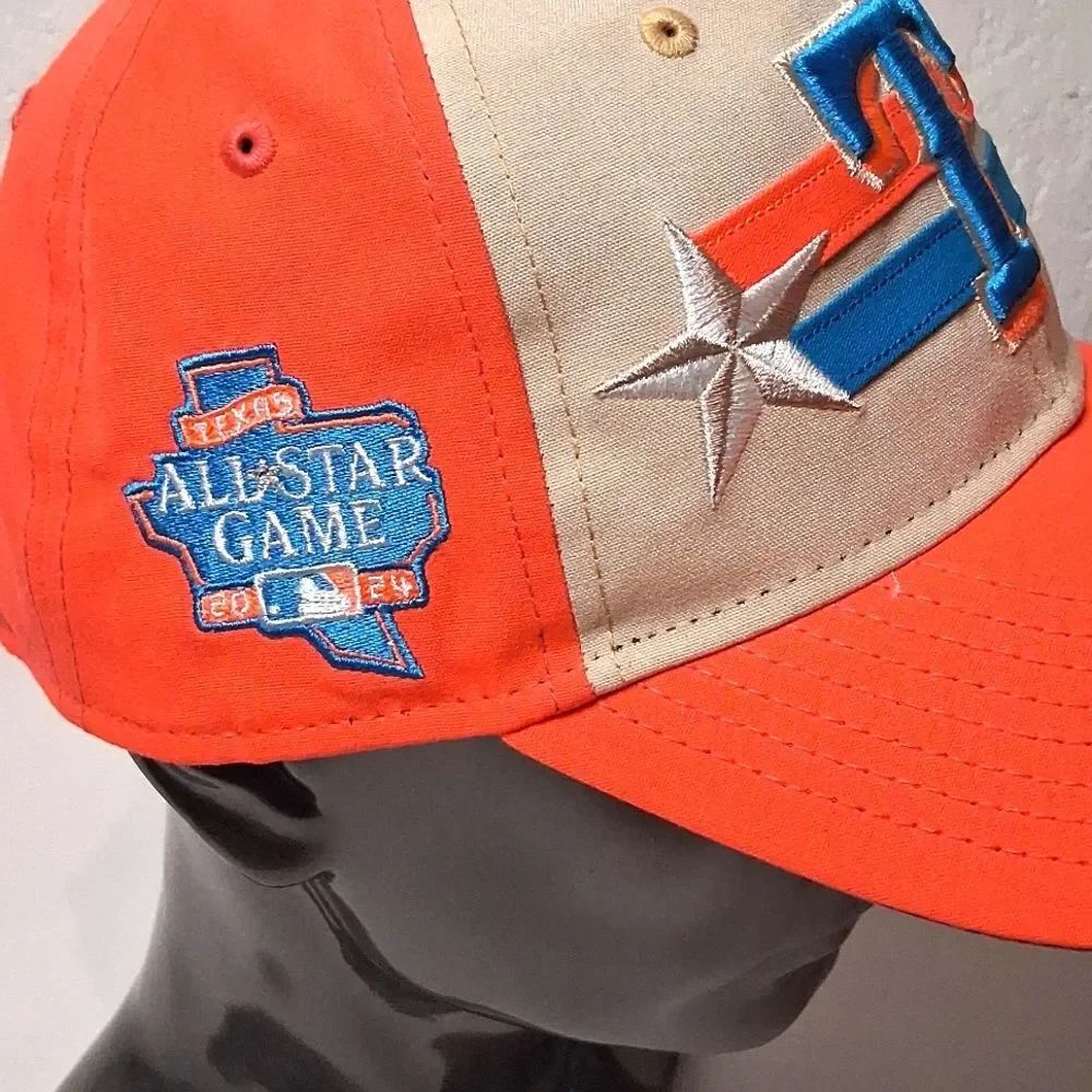 Texas Rangers Baseball Orange New Era 39THIRTY Men's Adjustable strap Hat cap